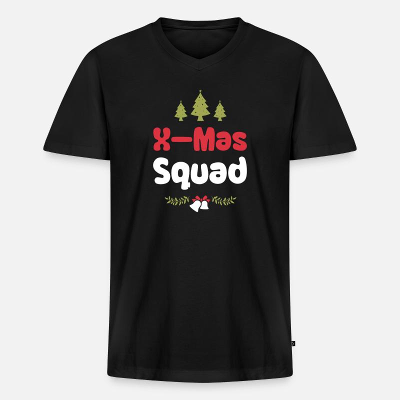 X-Mas Squad - Männer Premium Bio T-Shirt mit V-Ausschnitt - Schwarz