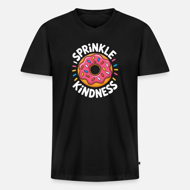 Sprinkle Kindness Herzlichkeit Donut Liebe - Männer Premium Bio T-Shirt mit V-Ausschnitt - Schwarz