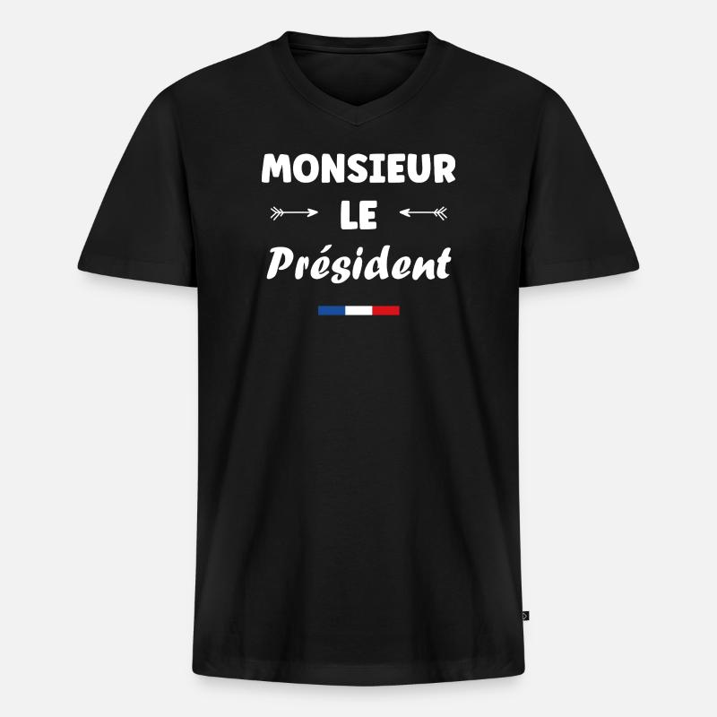 Präsident - Männer Premium Bio T-Shirt mit V-Ausschnitt - Schwarz