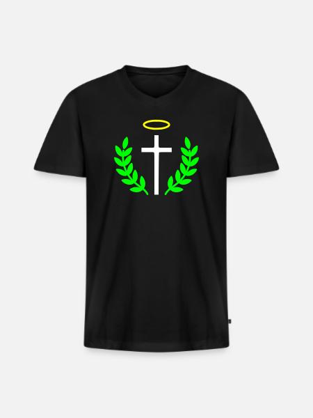 christian-cross-halo-laurel-1 - Men's Premium Organic T-shirt with V-neck - black