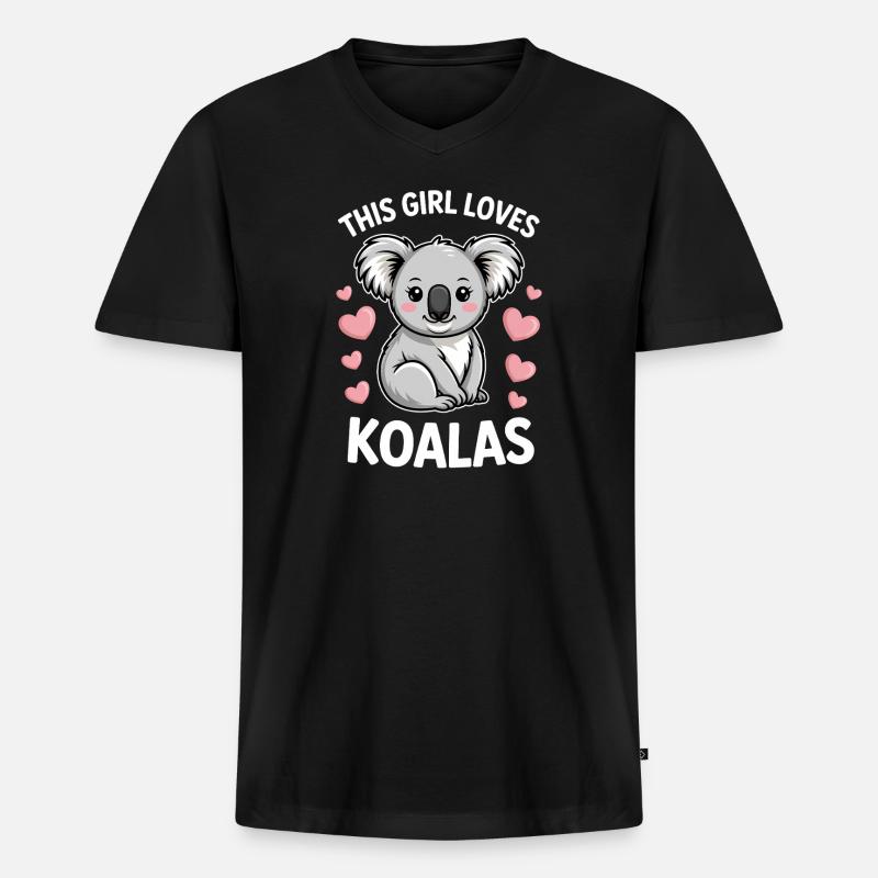 Koala Spruch Mädchen Lustiges Koala Geschenk - Männer Premium Bio T-Shirt mit V-Ausschnitt - Schwarz