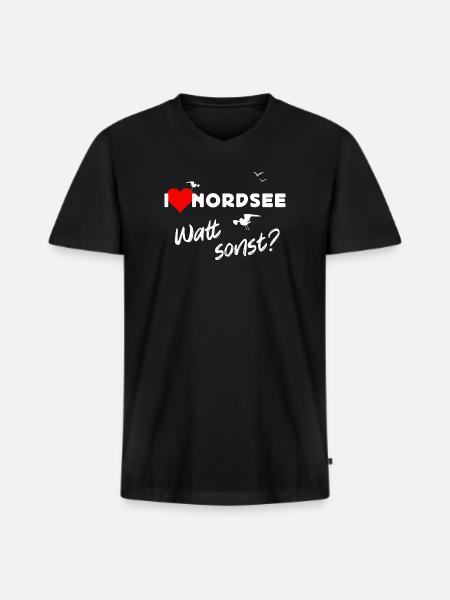 Nordsee Liebe Watt Design - Männer Premium Bio T-Shirt mit V-Ausschnitt - Schwarz