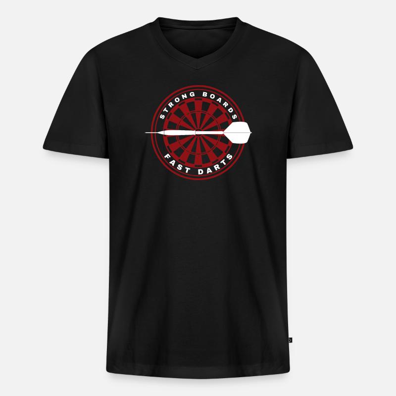 DARTS, STRONG BOARDS AND FAST DARTS - Männer Premium Bio T-Shirt mit V-Ausschnitt - Schwarz