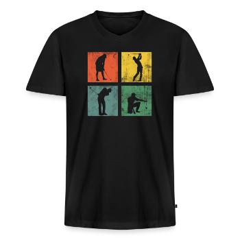 Golfspieler Golfer Golf Golfen Geschenk - Männer Premium Bio T-Shirt mit V-Ausschnitt - Schwarz - Vorne - Nico (187cm)