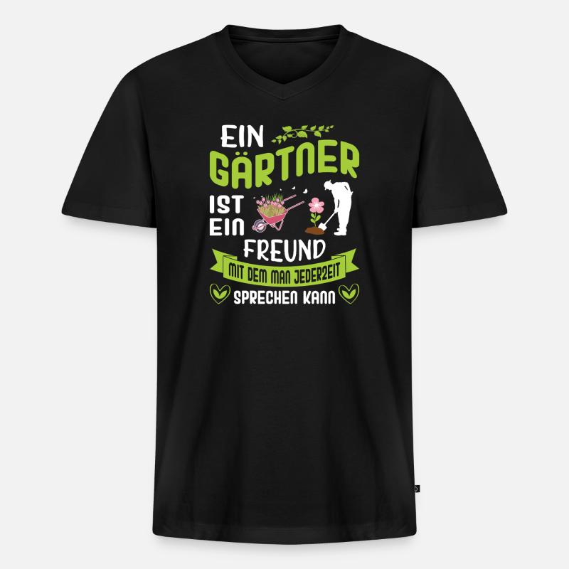 Garten Gärtner Gärtnern Gartenarbeit Gartenarbeit - Männer Premium Bio T-Shirt mit V-Ausschnitt - Schwarz