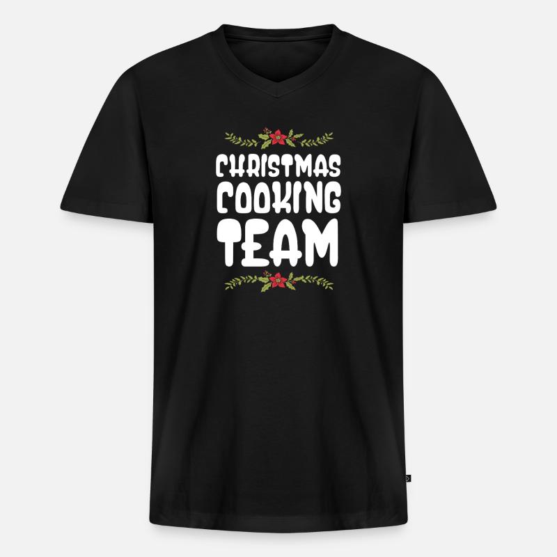 Weihnachts Kochen Backen Team - Männer Premium Bio T-Shirt mit V-Ausschnitt - Schwarz