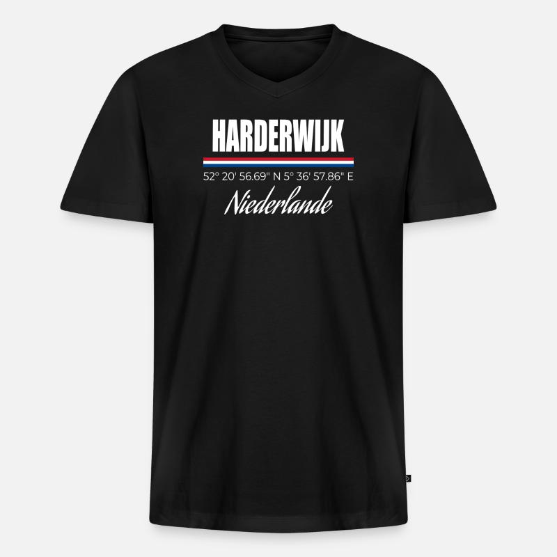 Harderwijk - Männer Premium Bio T-Shirt mit V-Ausschnitt - Schwarz