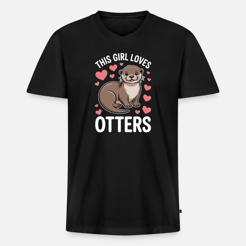 Otter Spruch Mädchen Lustiges Otter Geschenk - Männer Premium Bio T-Shirt mit V-Ausschnitt - Schwarz