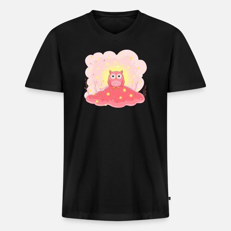 Zarte Eulenstern auf Rosenhügel - Männer Premium Bio T-Shirt mit V-Ausschnitt - Schwarz