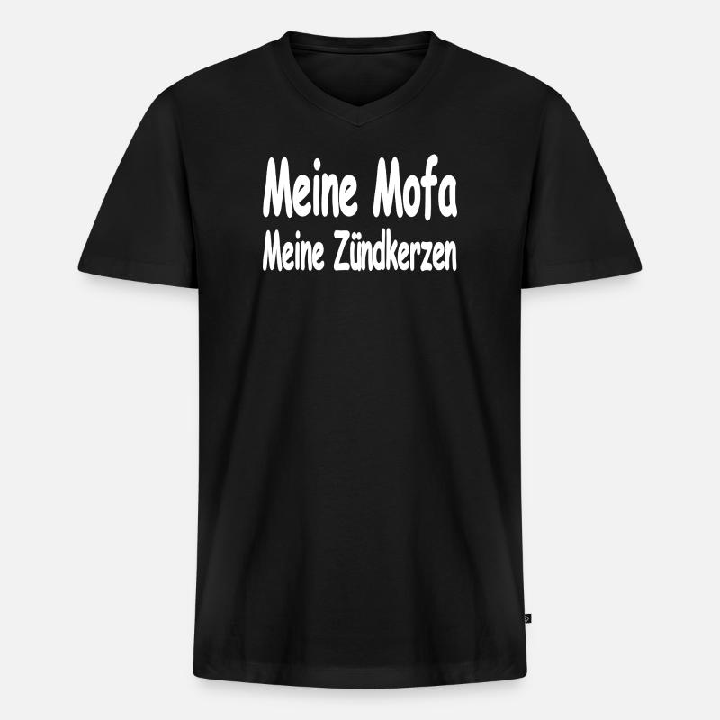 Mofa - Männer Premium Bio T-Shirt mit V-Ausschnitt - Schwarz