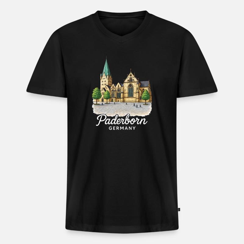 Paderborn - Männer Premium Bio T-Shirt mit V-Ausschnitt - Schwarz