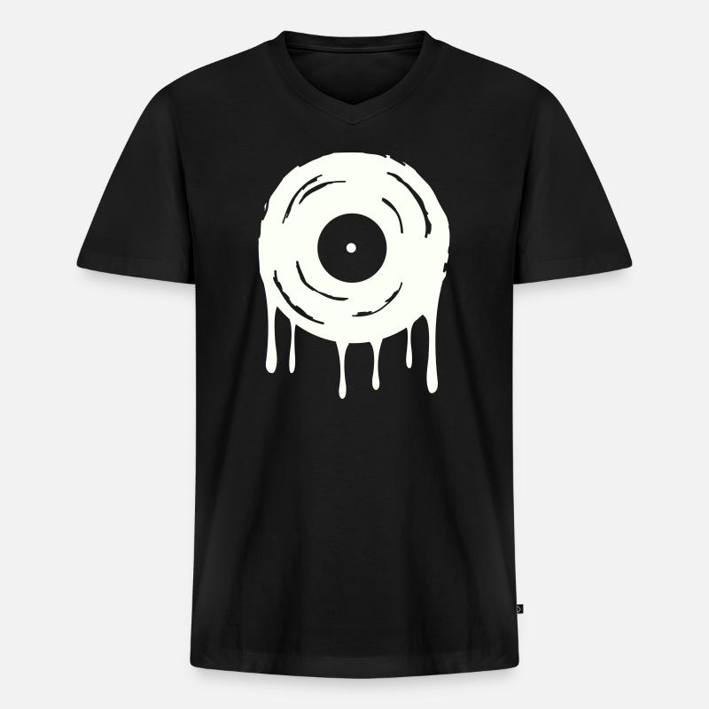 Schallplatte  - Männer Premium Bio T-Shirt mit V-Ausschnitt - Schwarz
