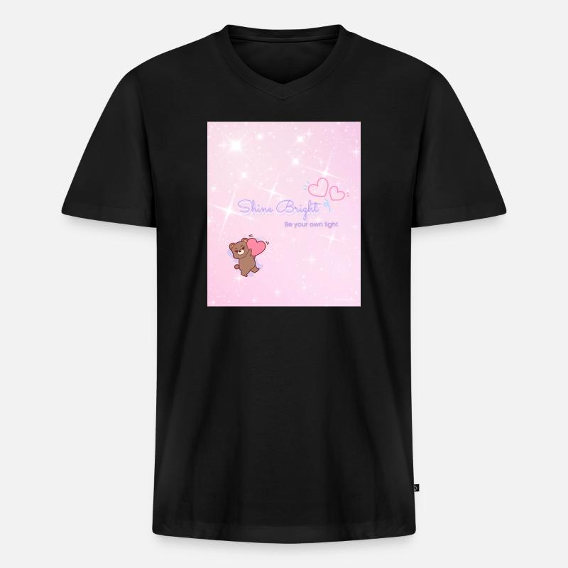Shine Bright – Be Your Own Light - Männer Premium Bio T-Shirt mit V-Ausschnitt - Schwarz