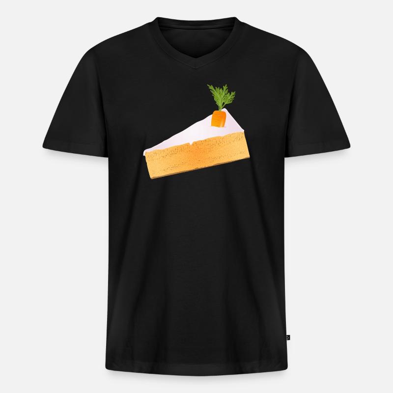 Saftiger Karottenkuchen mit witziger Deko - Männer Premium Bio T-Shirt mit V-Ausschnitt - Schwarz