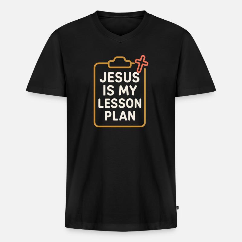 Christlicher Lehrer, Glaubensbasierter - Männer Premium Bio T-Shirt mit V-Ausschnitt - Schwarz
