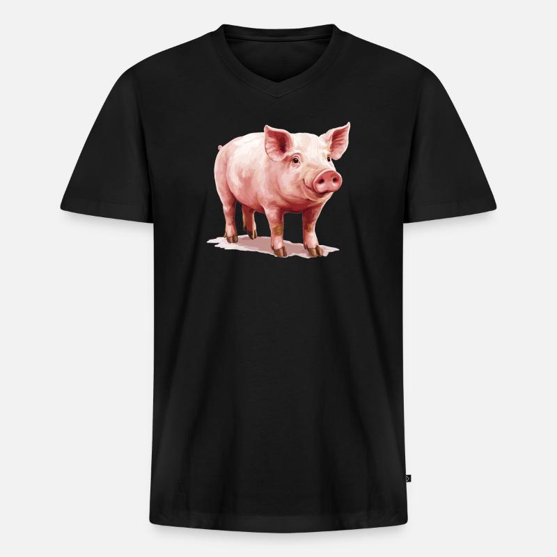 Schweine Schwein - Männer Premium Bio T-Shirt mit V-Ausschnitt - Schwarz