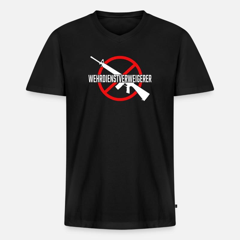 Wehrdienstverweigerer - Männer Premium Bio T-Shirt mit V-Ausschnitt - Schwarz