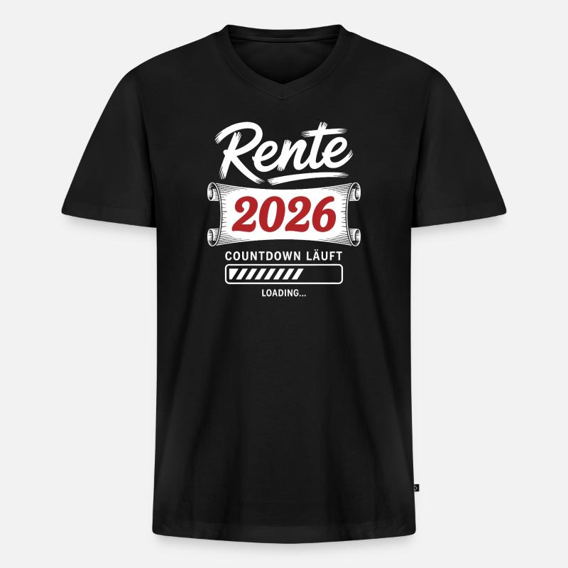 Rente 2026 Countdown Läuft - Männer Premium Bio T-Shirt mit V-Ausschnitt - Schwarz