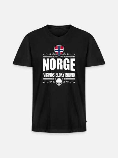 NORWEGEN - NORGE VIKINGS RUHM - Männer Premium Bio T-Shirt mit V-Ausschnitt - Schwarz