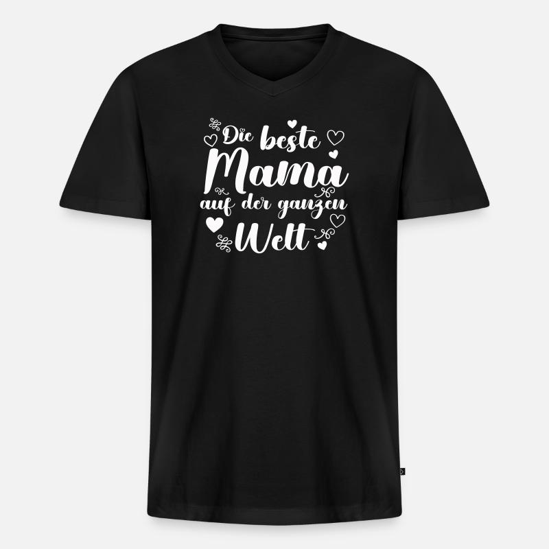 Die beste Mama auf der Welt - Männer Premium Bio T-Shirt mit V-Ausschnitt - Schwarz