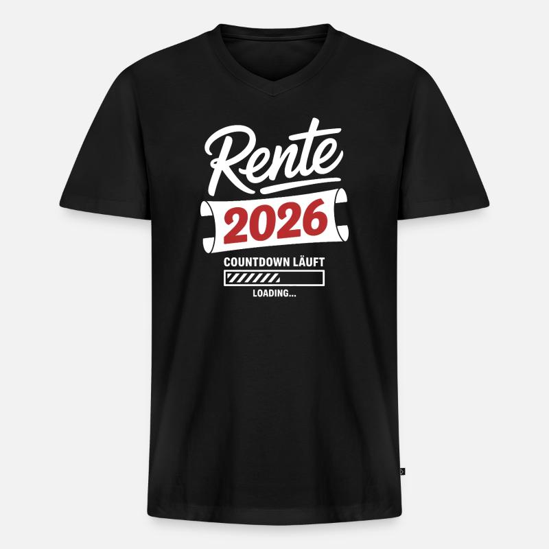 Rente 2026 Countdown Läuft - Männer Premium Bio T-Shirt mit V-Ausschnitt - Schwarz