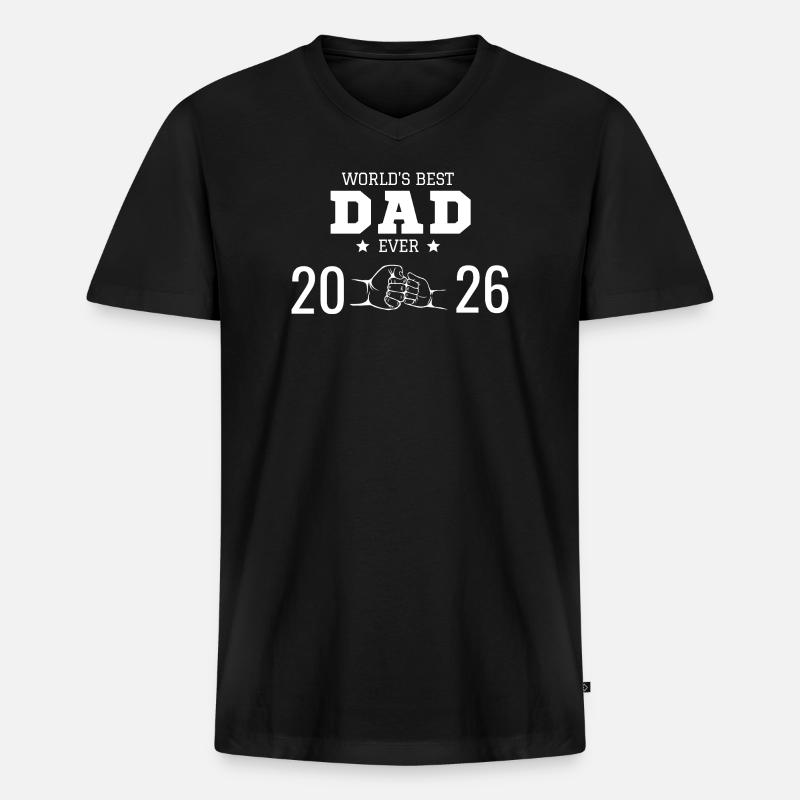 Weltbester Papa 2026 - Männer Premium Bio T-Shirt mit V-Ausschnitt - Schwarz