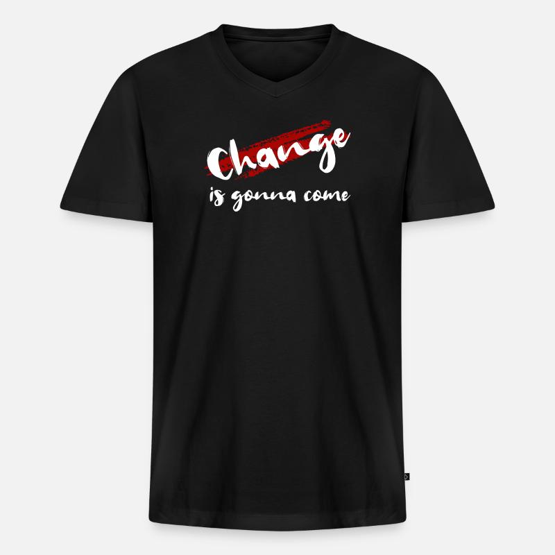 Change - Männer Premium Bio T-Shirt mit V-Ausschnitt - Schwarz