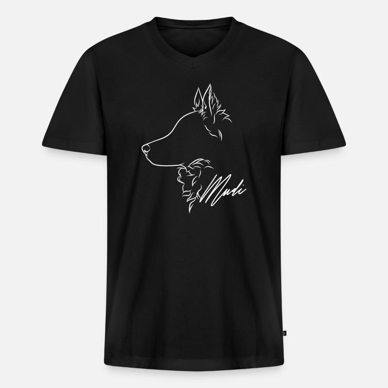 Mudi Profil Hunde Hund Wilsigns - Männer Premium Bio T-Shirt mit V-Ausschnitt - Schwarz