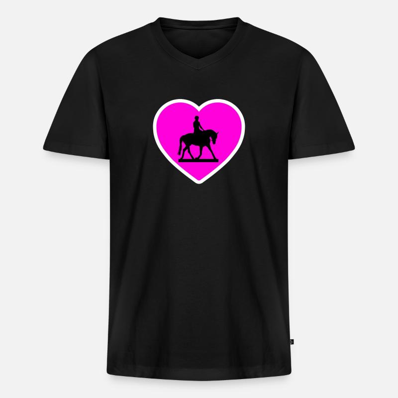 Pferde - Männer Premium Bio T-Shirt mit V-Ausschnitt - Schwarz