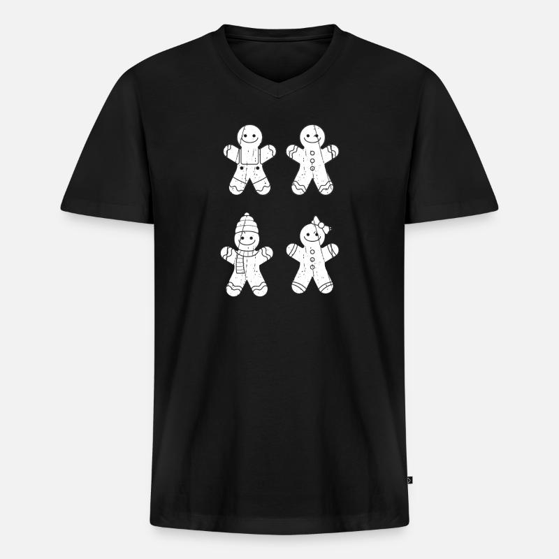 Weihnachtsmann Lebkuchen Weihnachten - Männer Premium Bio T-Shirt mit V-Ausschnitt - Schwarz