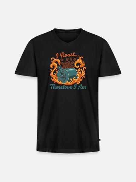 I roast, therefore I am - Men's Premium Organic T-shirt with V-neck - black