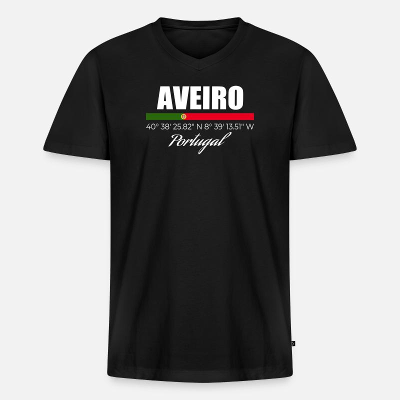 Aveiro - Männer Premium Bio T-Shirt mit V-Ausschnitt - Schwarz