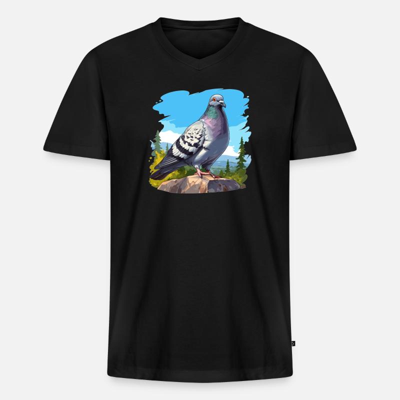 Tauben Taube - Männer Premium Bio T-Shirt mit V-Ausschnitt - Schwarz