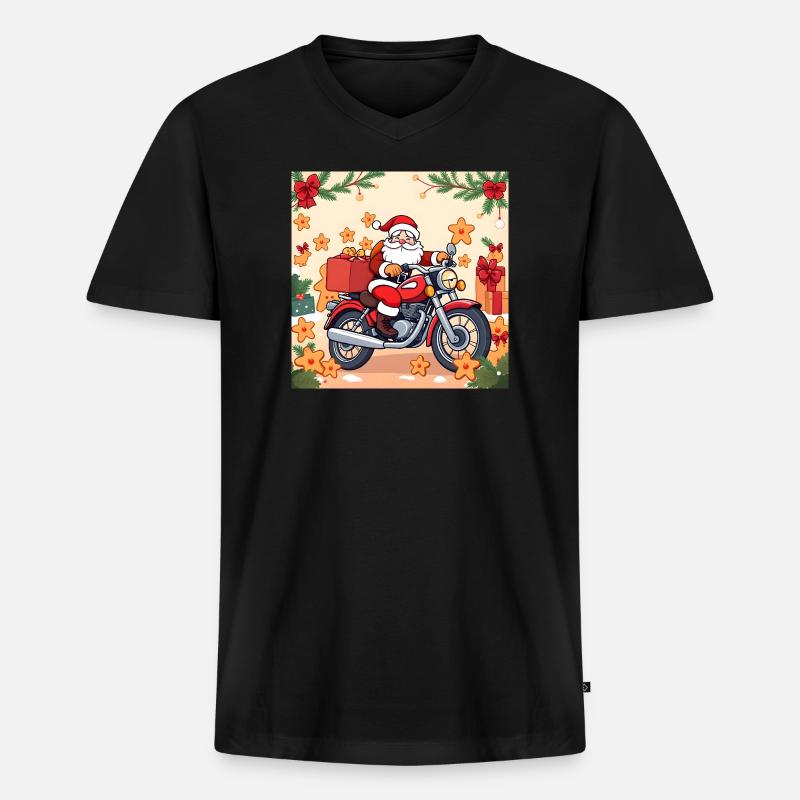 Powered by Gingerbread & Gasoline - Männer Premium Bio T-Shirt mit V-Ausschnitt - Schwarz