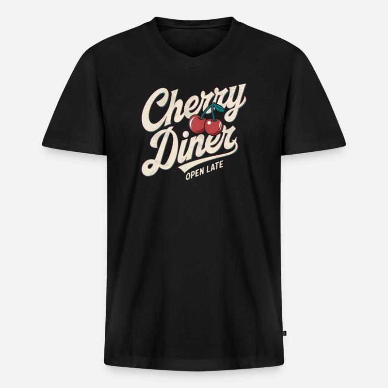 Retro Diner - Männer Premium Bio T-Shirt mit V-Ausschnitt - Schwarz