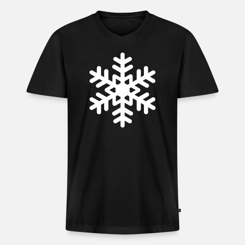Schneeflocke Schnee - Männer Premium Bio T-Shirt mit V-Ausschnitt - Schwarz