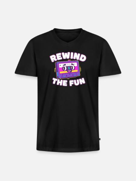 Rewind The Fun Cassette - Men's Premium Organic T-shirt with V-neck - black