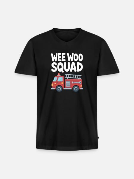 Wee Woo Squad Feuerwehr Auto Spass - Männer Premium Bio T-Shirt mit V-Ausschnitt - Schwarz