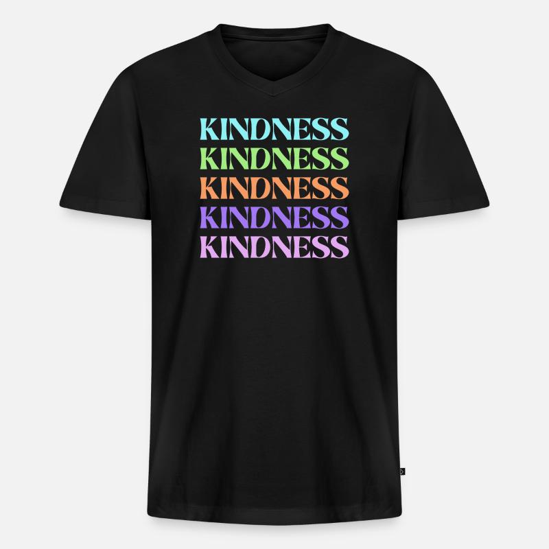 Freundlichkeit Regenbogen gestapelter Text - Männer Premium Bio T-Shirt mit V-Ausschnitt - Schwarz