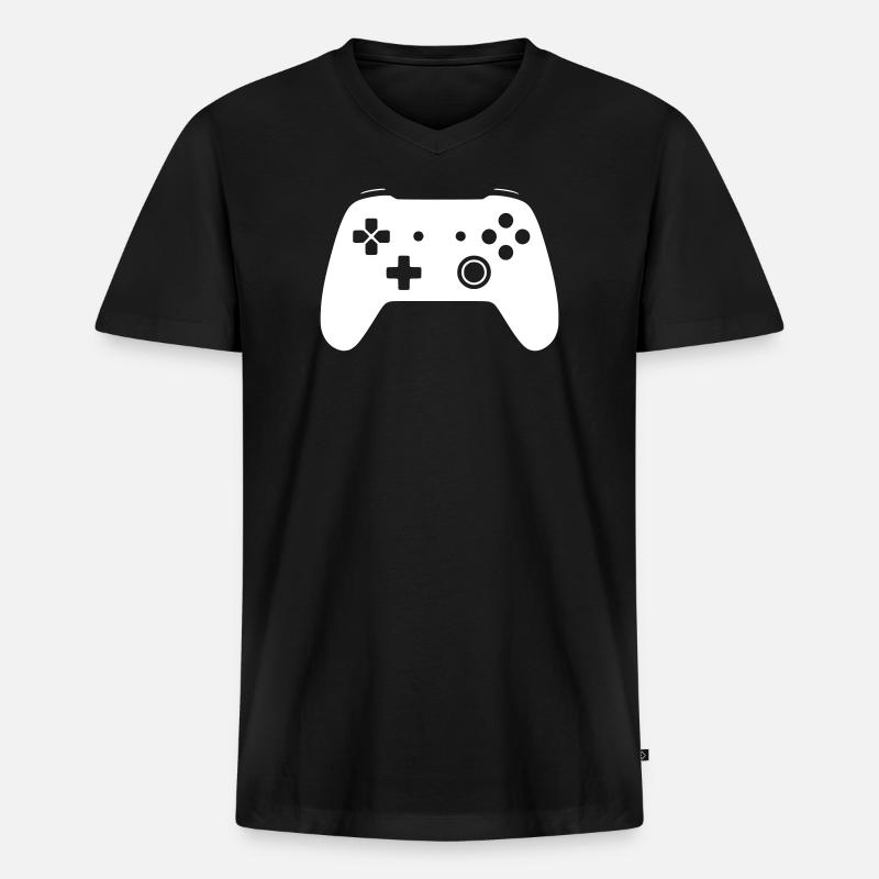 Modernes Gamepad Controller Zocken Vektor - Männer Premium Bio T-Shirt mit V-Ausschnitt - Schwarz