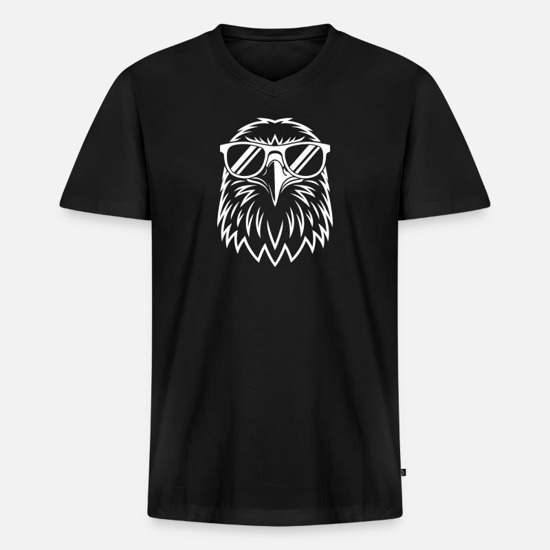 Aviator Eagle Sonnenbrille - Männer Premium Bio T-Shirt mit V-Ausschnitt - Schwarz