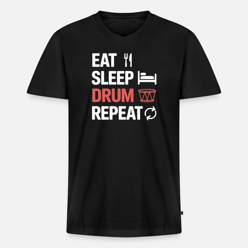 Eiss, Schlaftrommel Wiederholung - Männer Premium Bio T-Shirt mit V-Ausschnitt - Schwarz