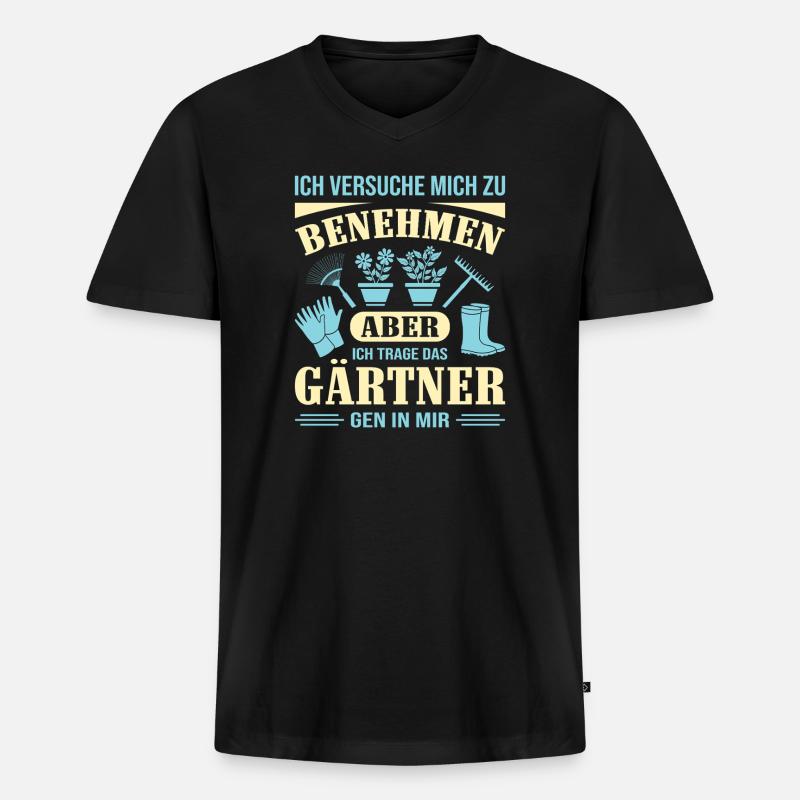 Gartenbau Gärtner Garten Gartenarbeit Sprüche - Männer Premium Bio T-Shirt mit V-Ausschnitt - Schwarz