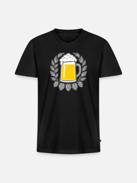 Bier - Men's Premium Organic T-shirt with V-neck - black