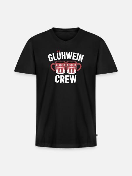 Glühwein Crew Frohe Weihnachten Weihnachtsmarkt - Männer Premium Bio T-Shirt mit V-Ausschnitt - Schwarz