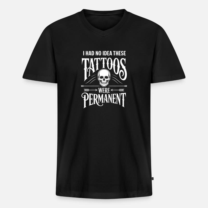 Tattoos sind nicht dauerhaft - Männer Premium Bio T-Shirt mit V-Ausschnitt - Schwarz