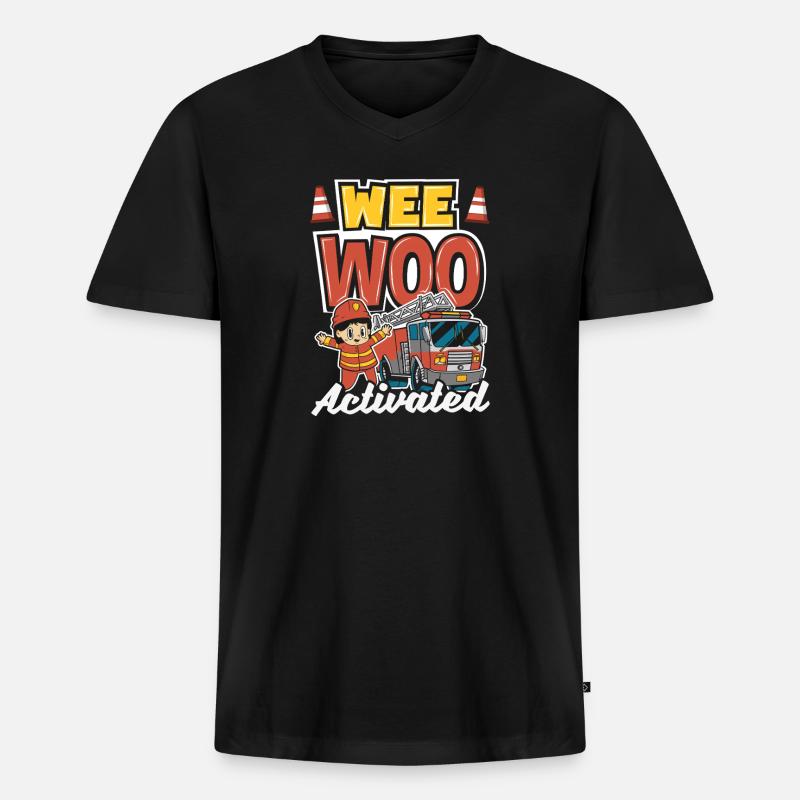 Wee Woo Squad Fire Tiny Feuerwehrmann - Männer Premium Bio T-Shirt mit V-Ausschnitt - Schwarz