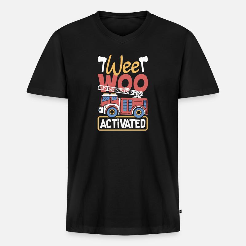 Wee Woo Squad Fire Tiny Feuerwehrmann - Männer Premium Bio T-Shirt mit V-Ausschnitt - Schwarz