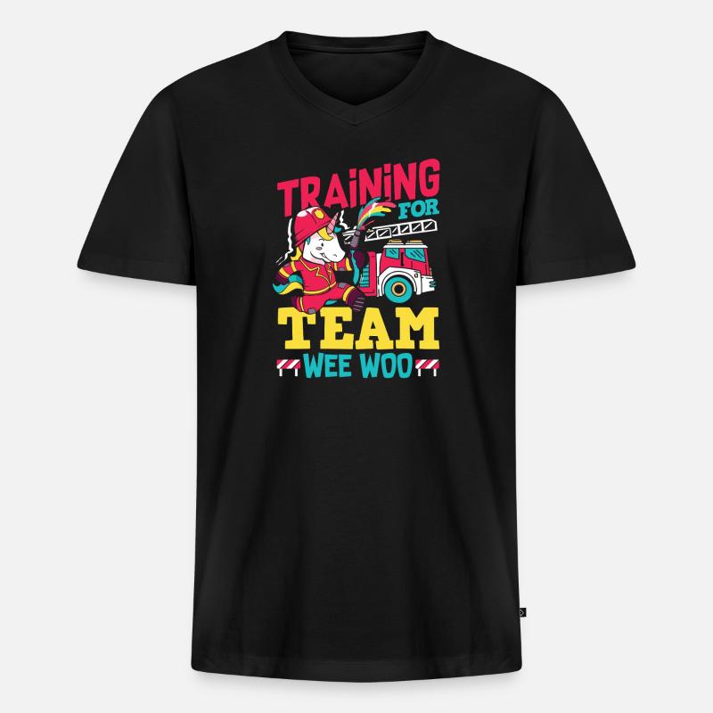 Wee Woo Squad Fire Tiny Firefighter - Men's Premium Organic T-shirt with V-neck - black