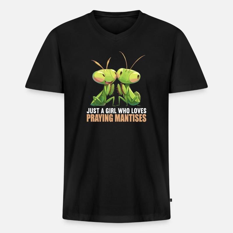 Gottesanbeterinnen Gottesanbeterin - Männer Premium Bio T-Shirt mit V-Ausschnitt - Schwarz